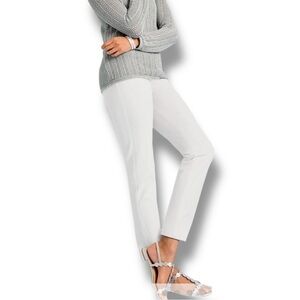 TALBOTS CHATHAM SLIM ANKLE PANTS - SOLID WHITE 14 Petite
